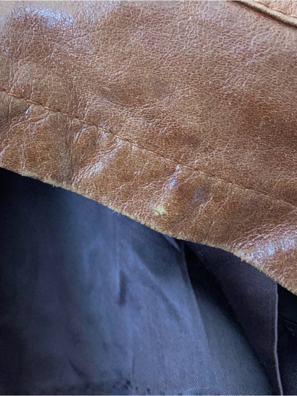 Vintage 70s Cognac Leather Button-Front Jacket - Picture 9 of 9